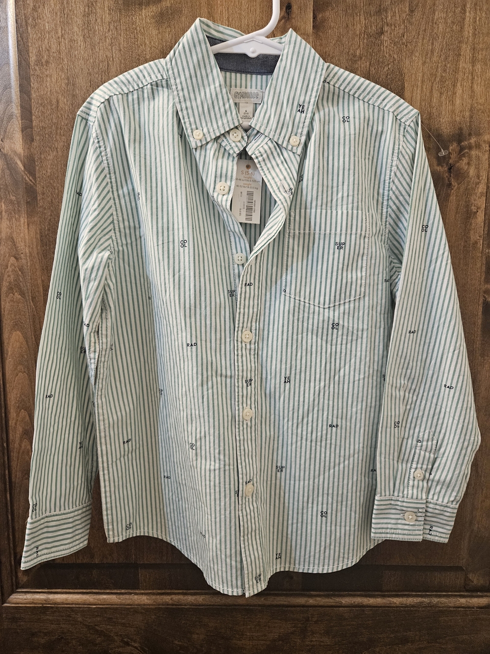 Boy’s Light Green Striped Button-Down Shirt